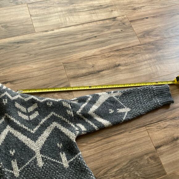 Repeat Luxury Norweigan Intarsia Cardigan Women 38 / S Gray Lagenlook Geometric - Picture 7 of 11